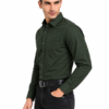 Olive Green Plain Formal Shirt for Men - Thumbnail Image 2