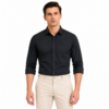 Black Plain Formal Shirt for Men - Thumbnail Image 1