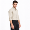Beige Plain Formal Shirt for Men - Thumbnail Image 2
