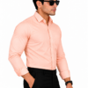 Peach Plain Formal Shirt for Men - Thumbnail Image 2