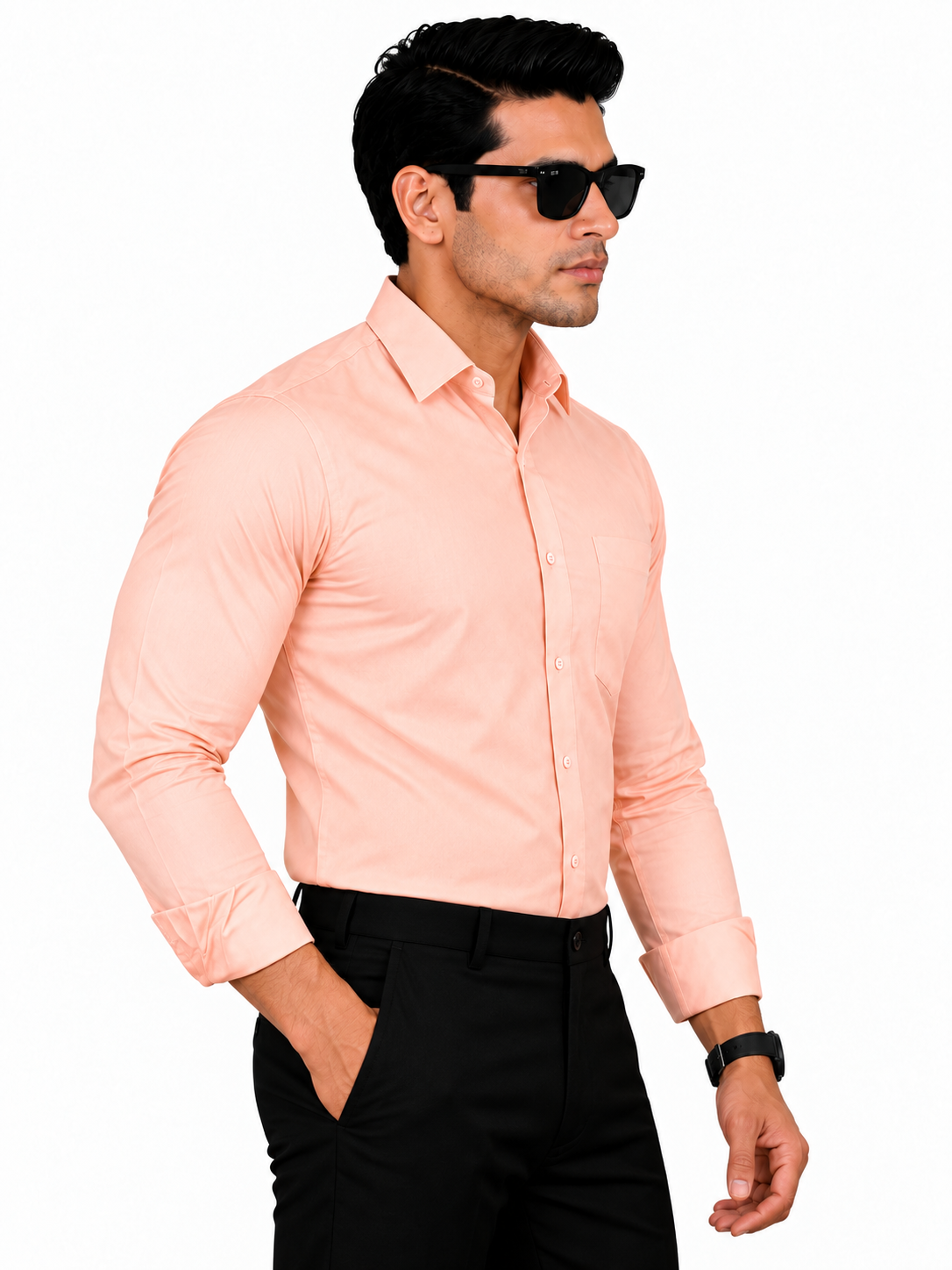 Peach Plain Formal Shirt for Men - Image 2