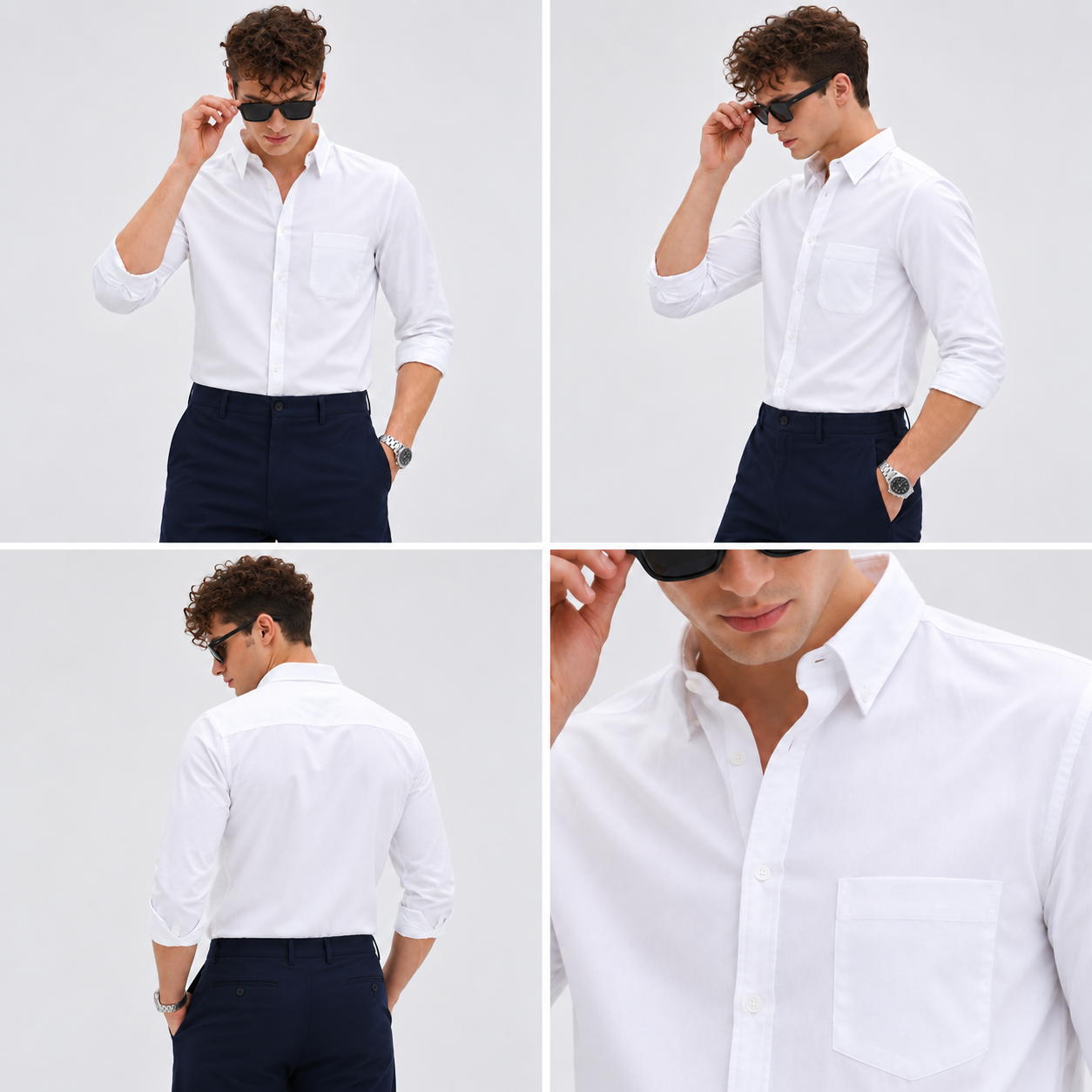 White Plain Formal Shirt for Men - Image 6