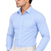 Mist Blue Plain Formal Shirt for Men - Thumbnail Image 2