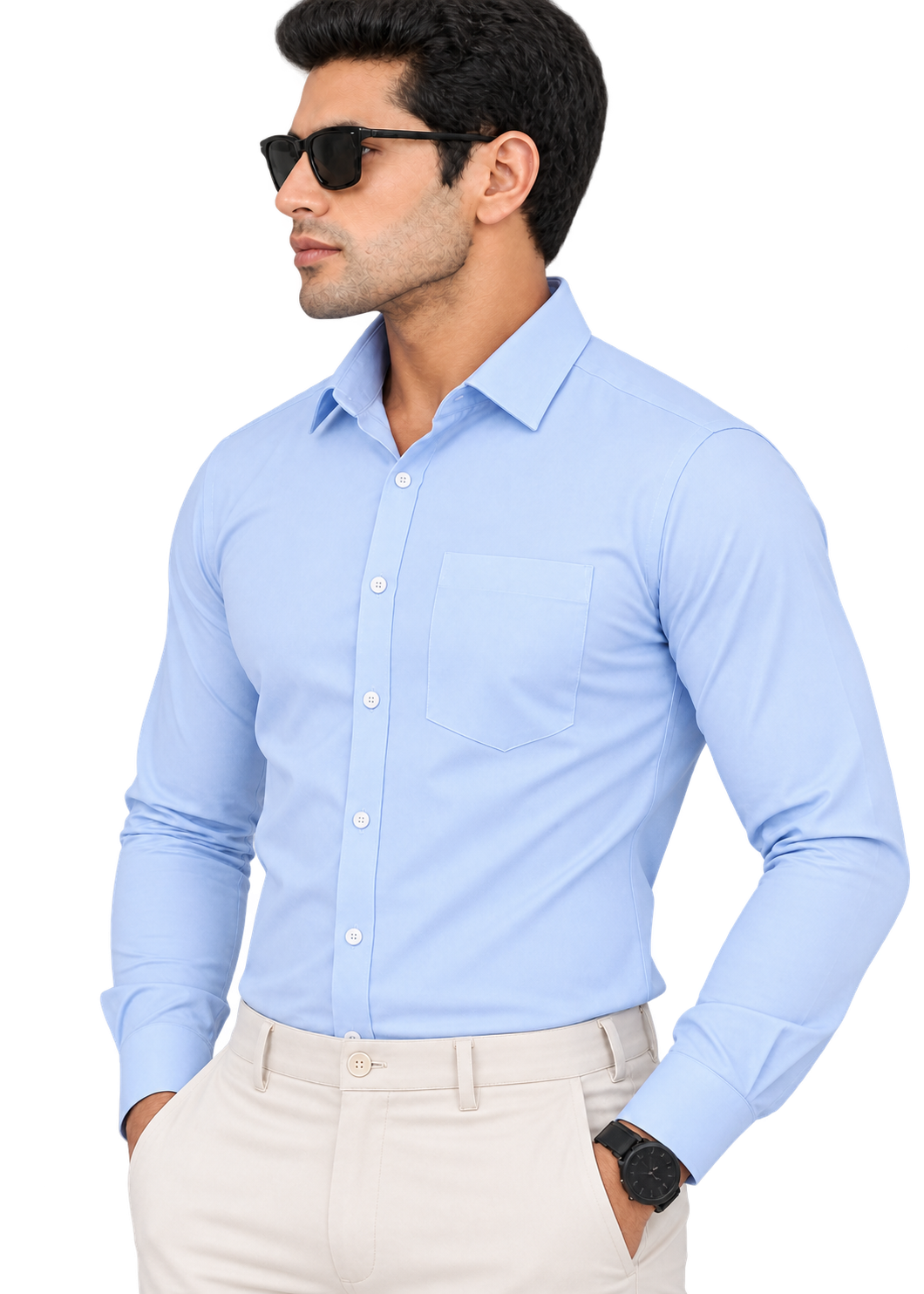 Mist Blue Plain Formal Shirt for Men - Image 2