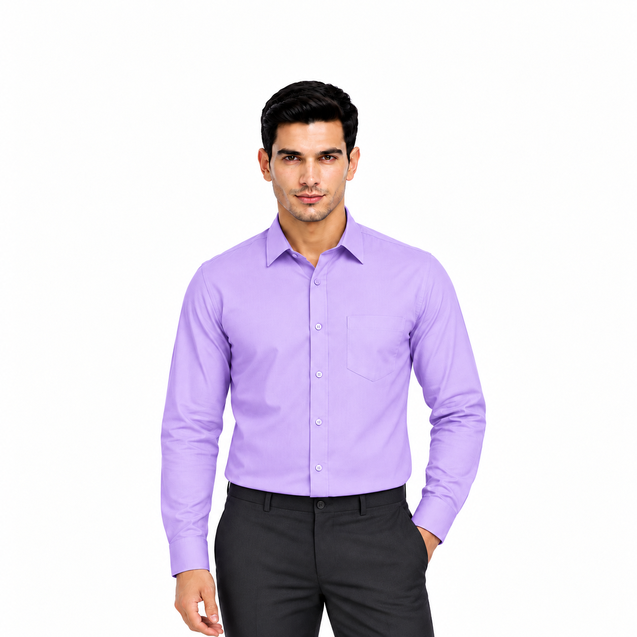 Purple Plain Formal Shirt for Men - Image 1
