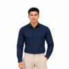 Dark Blue Plain Formal Shirt for Men - Thumbnail Image 1