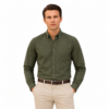 Olive Green Plain Formal Shirt for Men - Thumbnail Image 1