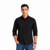 Black Plain Formal Shirt for Men - Thumbnail Image 1