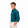 Green Plain Formal Shirt for Men - Thumbnail Image 2