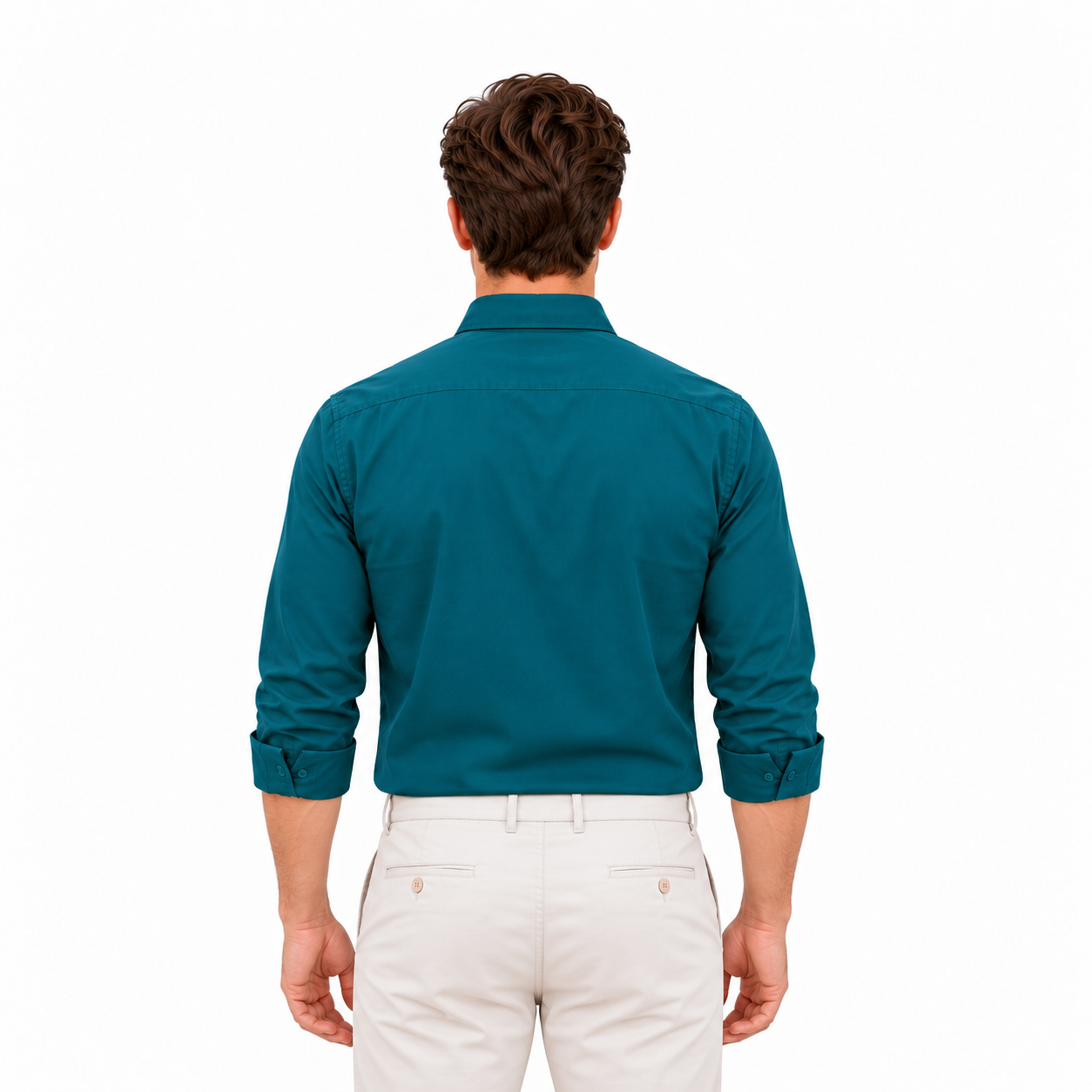 Green Plain Formal Shirt for Men - Image 3