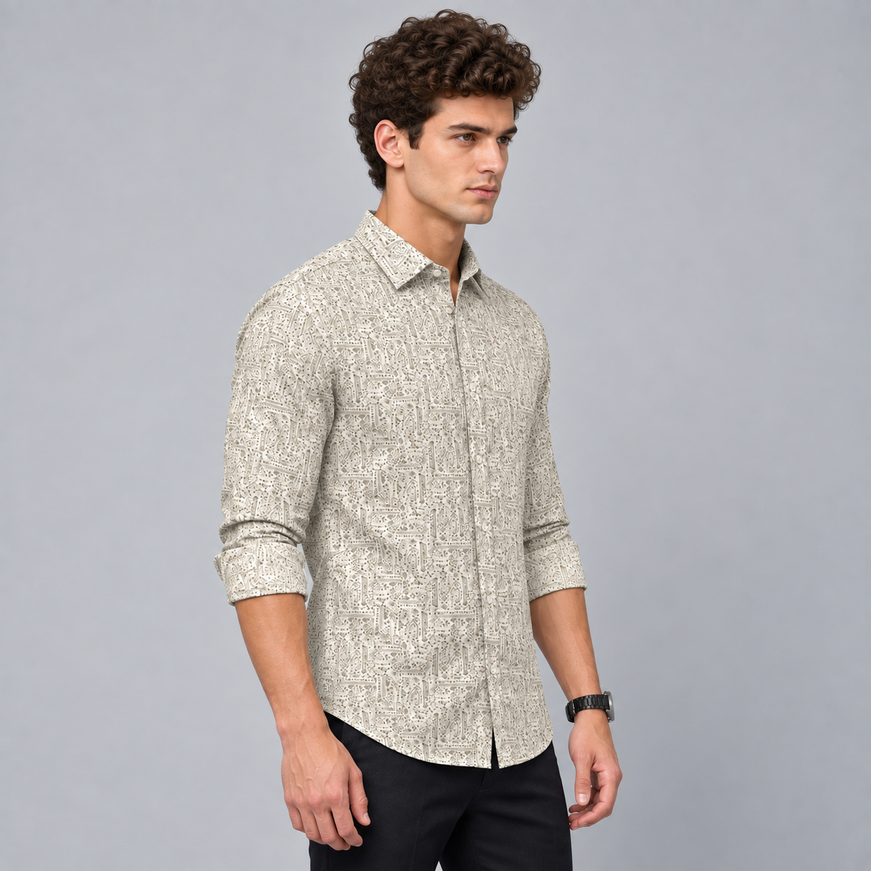 Geometric Printed Casual Shirt for Men - Image 2