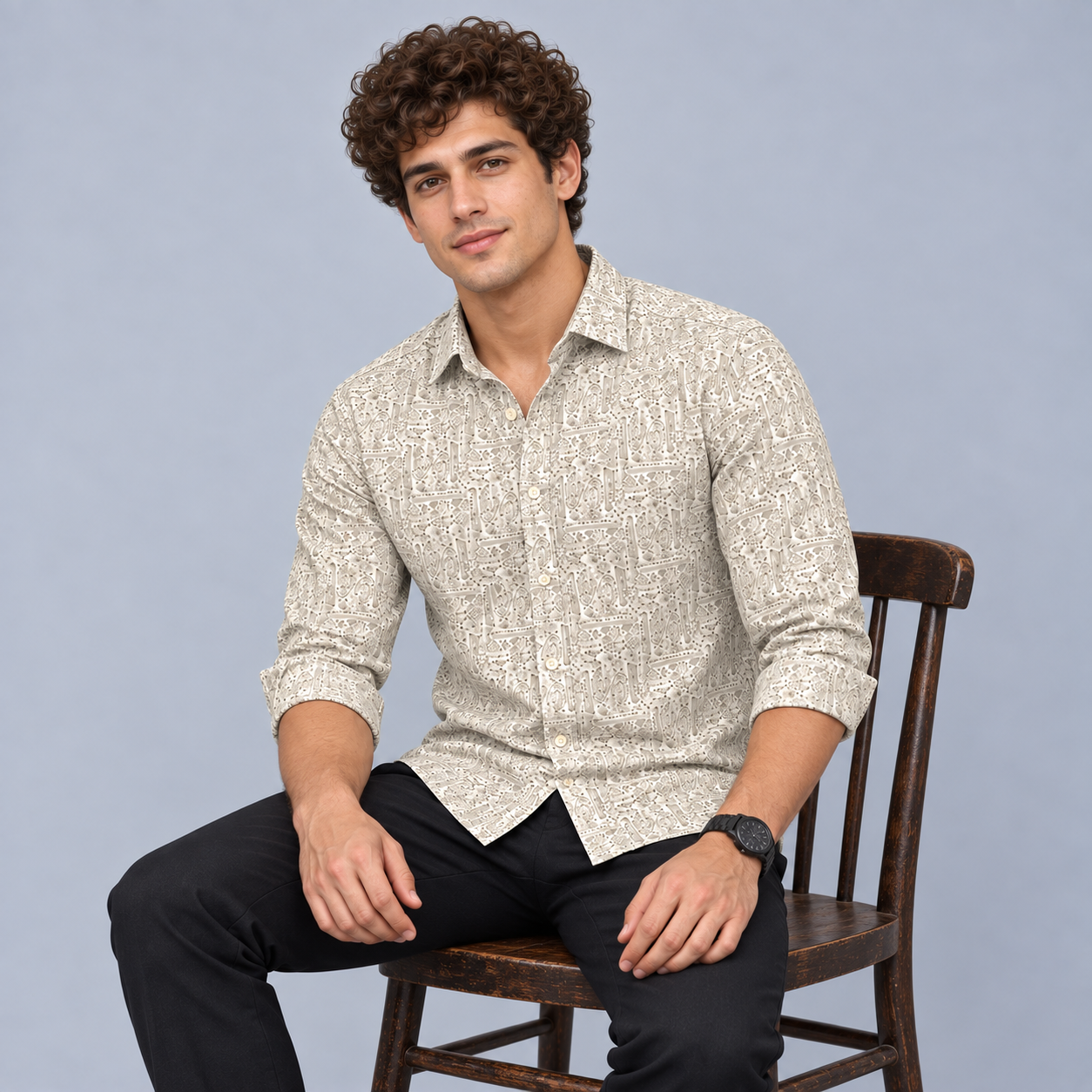 Geometric Printed Casual Shirt for Men - Image 4