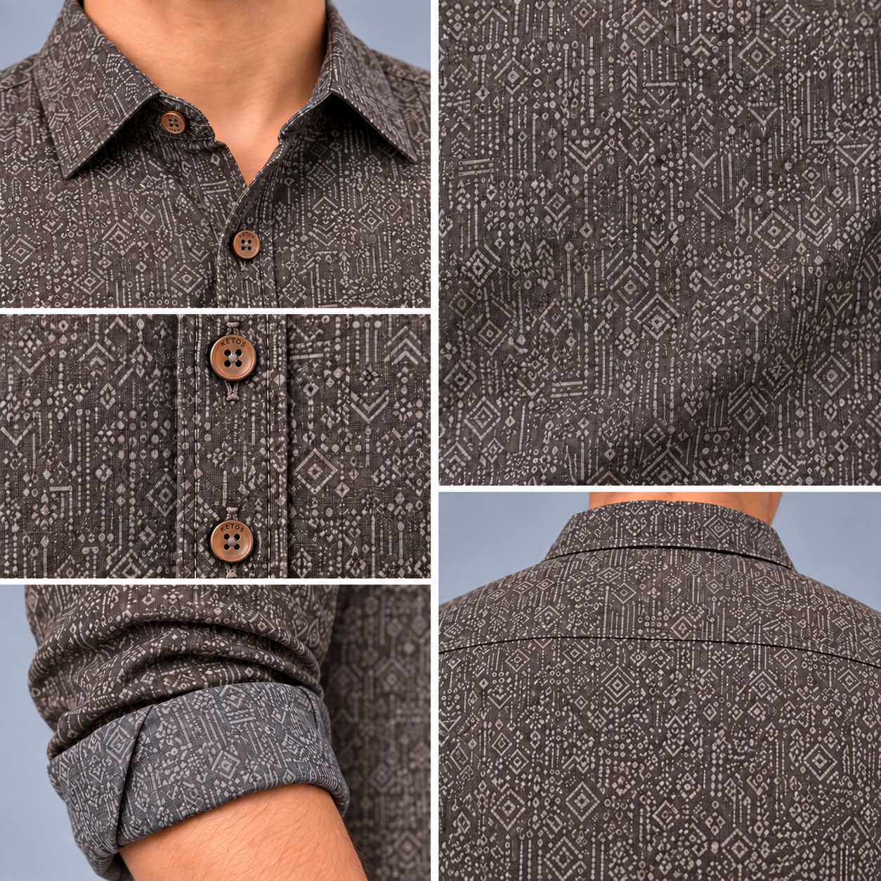 Geometric Black Printed Casual Shirt for Men - Image 7