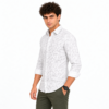 White Brushstroke Printed Casual Shirt for Men - Thumbnail Image 2