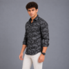 Black Brushstroke Printed Casual Shirt for Men - Thumbnail Image 2