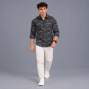 Black Brushstroke Printed Casual Shirt for Men - Thumbnail Image 5