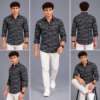 Black Brushstroke Printed Casual Shirt for Men - Thumbnail Image 6