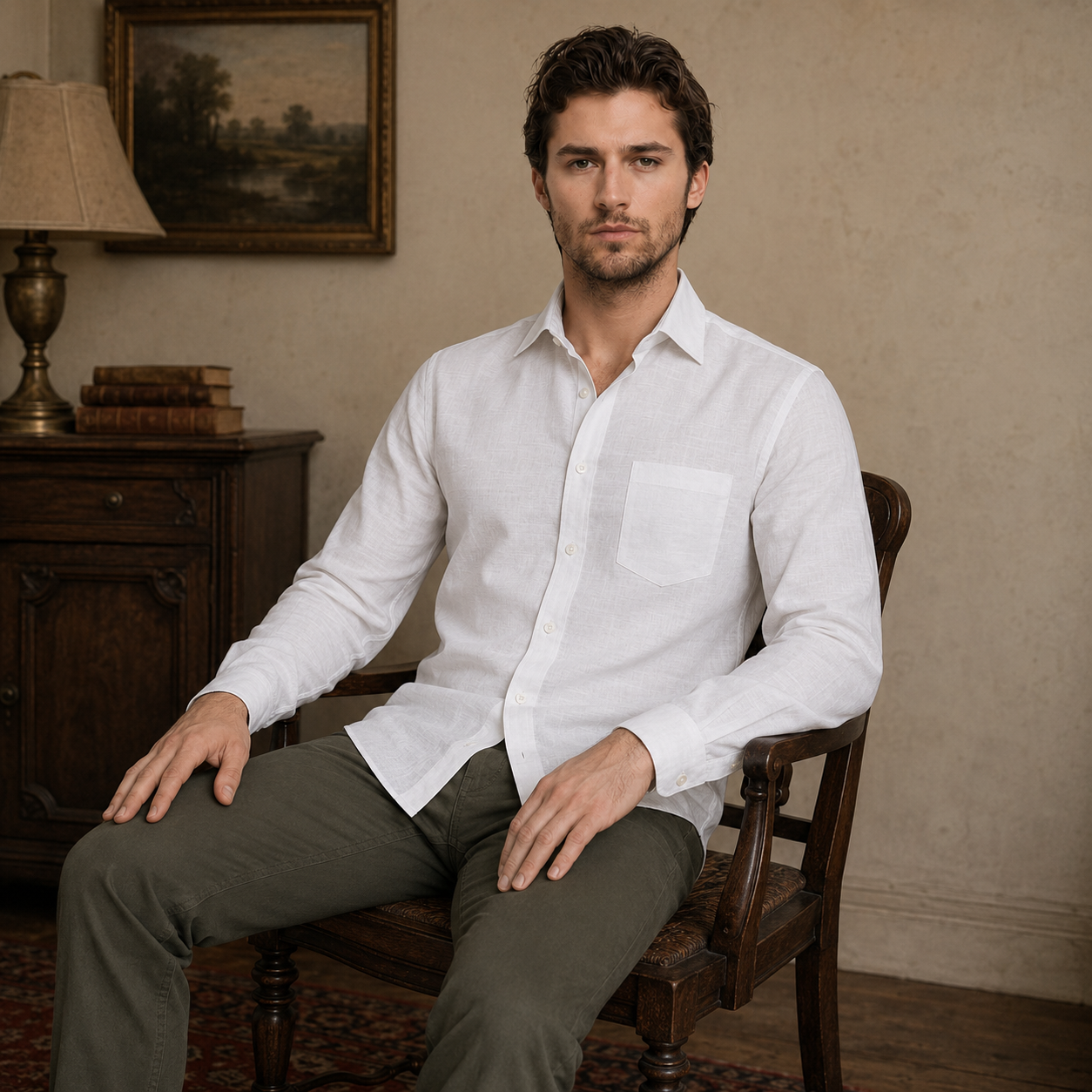 Plain White Formal Shirt for Men - Image 4