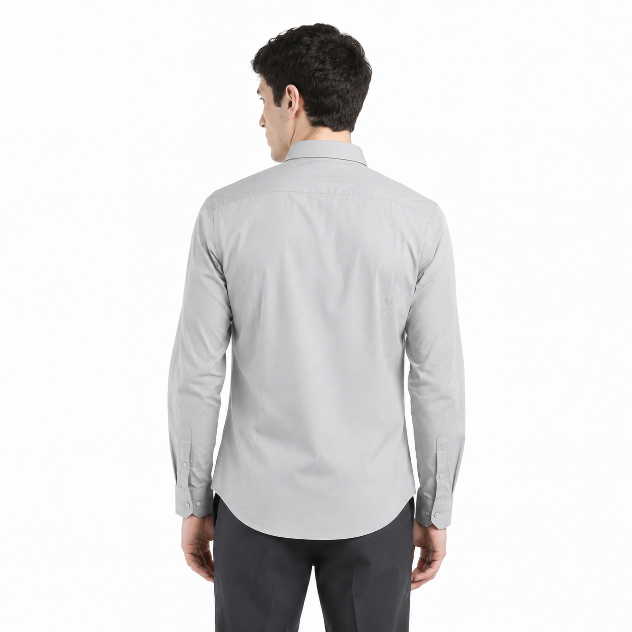 Plain Light Grey Formal Shirt for Men - Image 3
