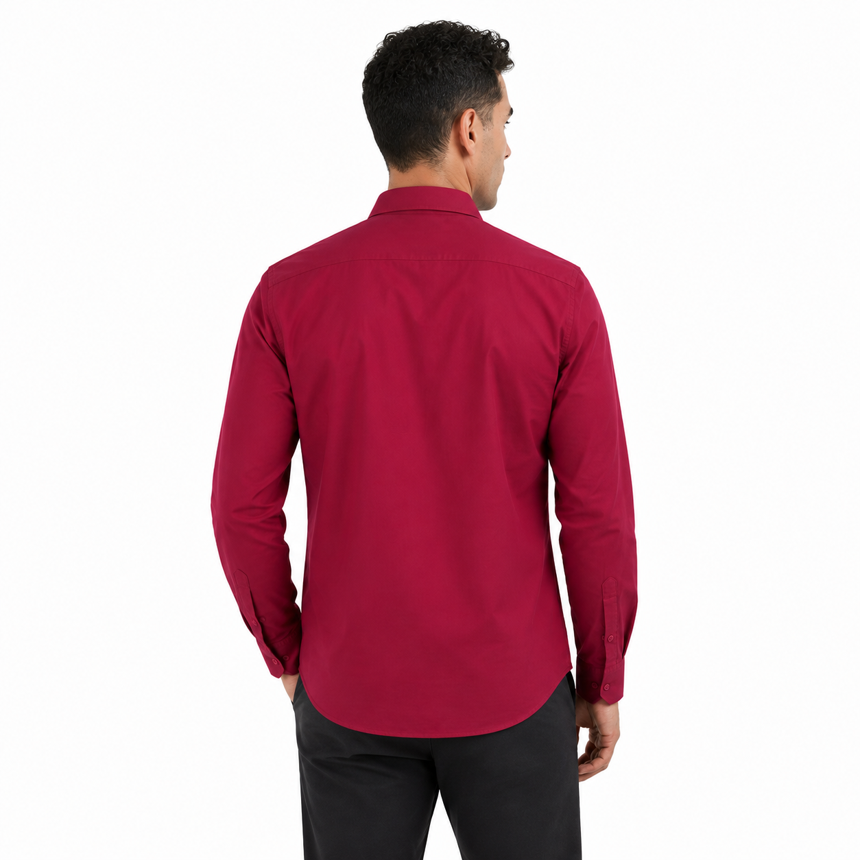 Red Plain Formal Shirt for Men - Image 3