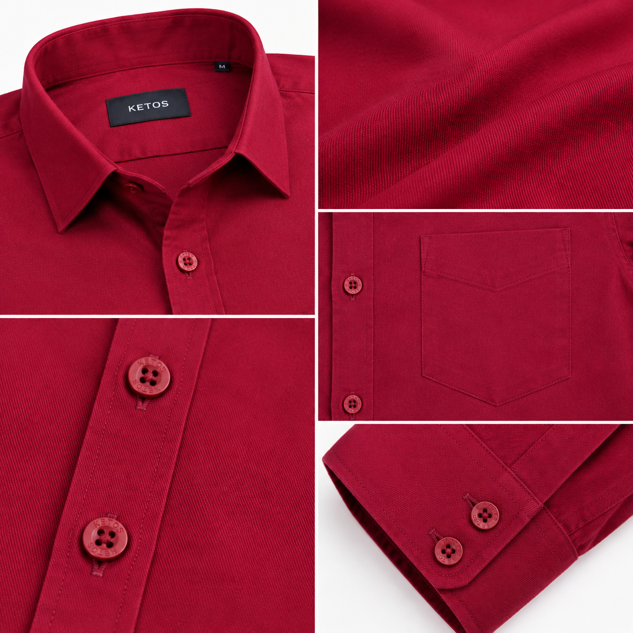 Red Plain Formal Shirt for Men - Image 7