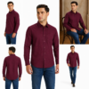 Maroon Plain Formal Shirt for Men - Thumbnail Image 6