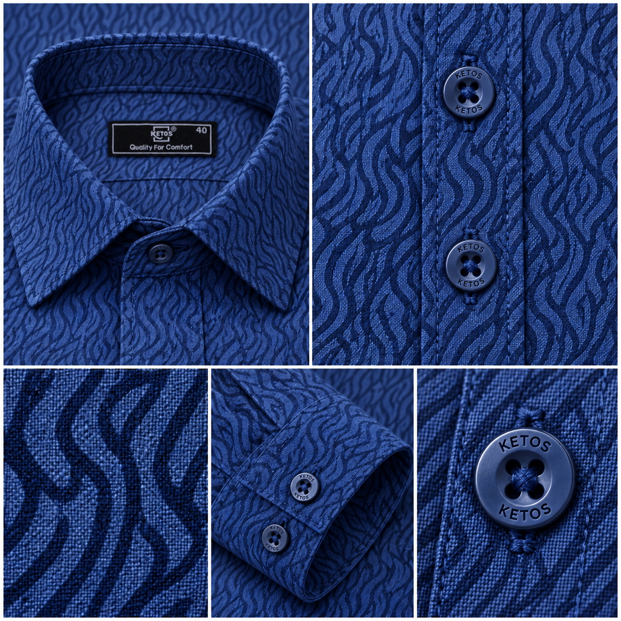 Blue Printed Casual Shirt for Men - Image 7