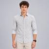 White Wavy Line Printed Casual Shirt for Men - Thumbnail Image 1