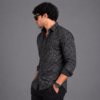 Black Abstract Geometric Printed Shirt for Men - Thumbnail Image 2
