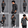 Black Abstract Geometric Printed Shirt for Men - Thumbnail Image 6
