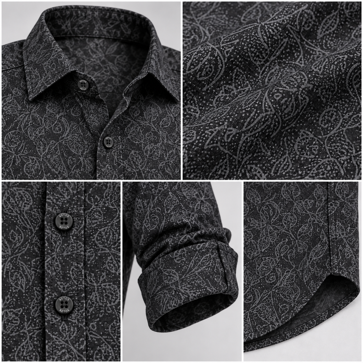 Black Abstract Geometric Printed Shirt for Men - Image 7