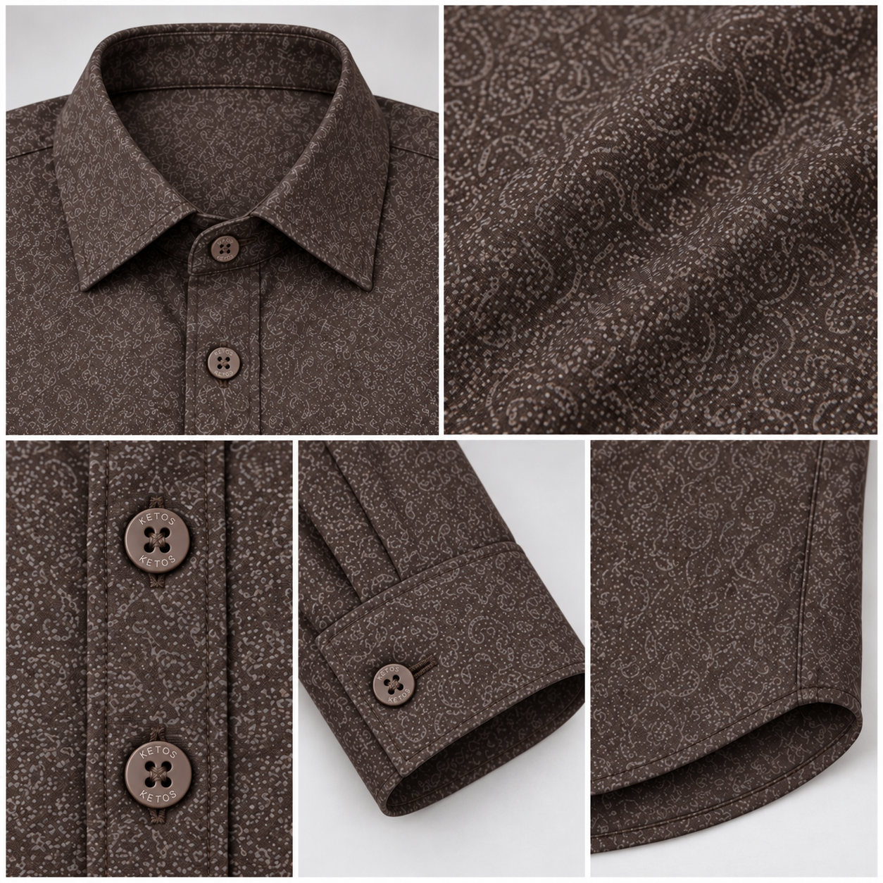 Brown Abstract Printed Casual Shirt for Men - Image 7