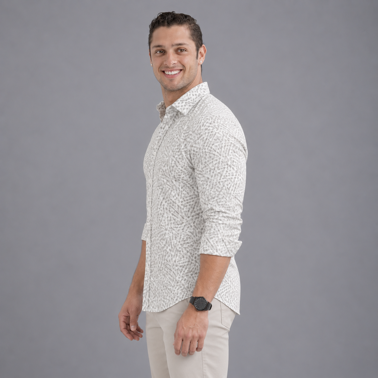 Grey Colour Printed Casual Shirt for Men - Image 2