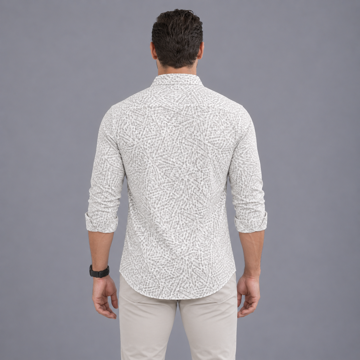 Grey Colour Printed Casual Shirt for Men - Image 3
