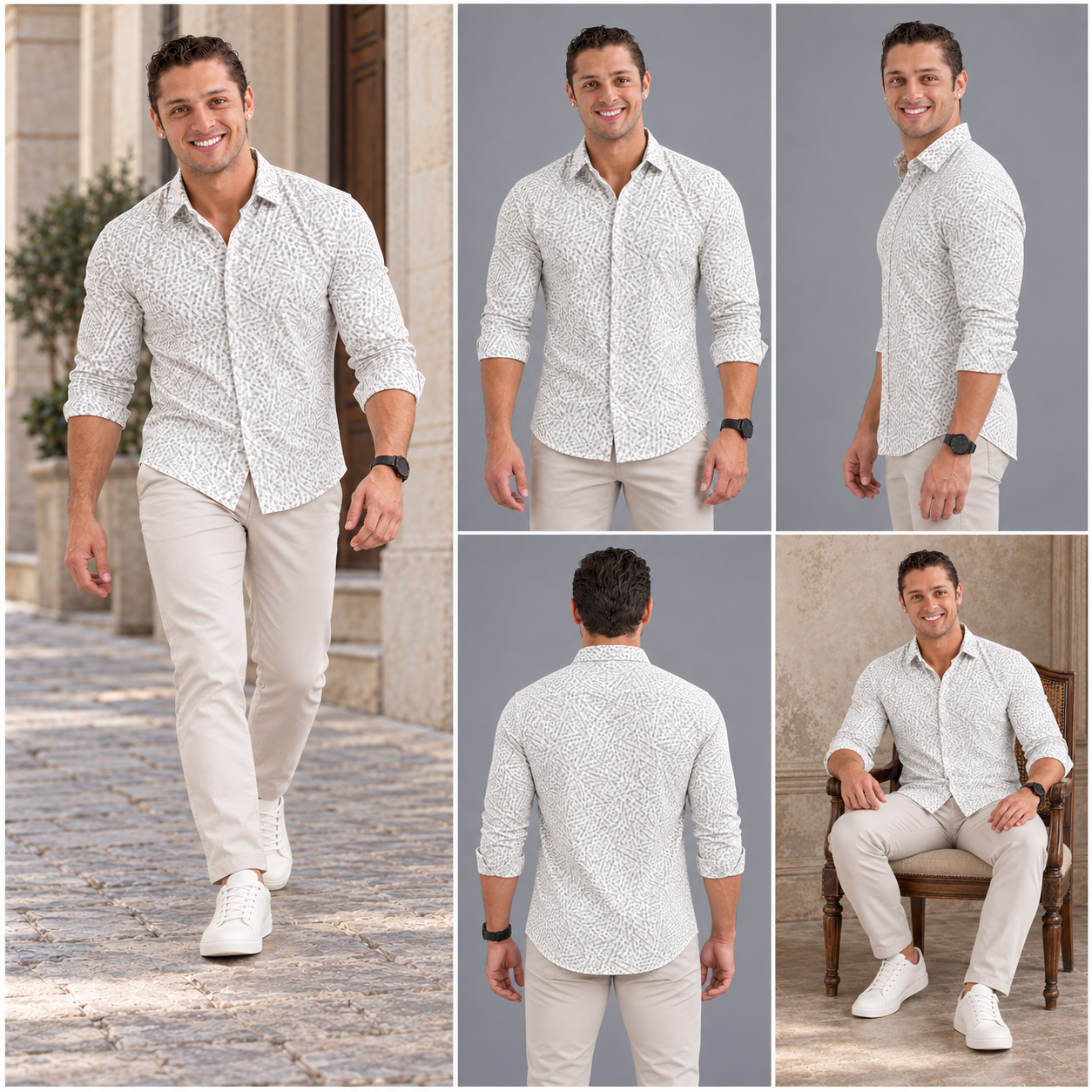 Grey Colour Printed Casual Shirt for Men - Image 6