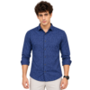 Blue Printed Casual Shirt for Men - Thumbnail Image 1