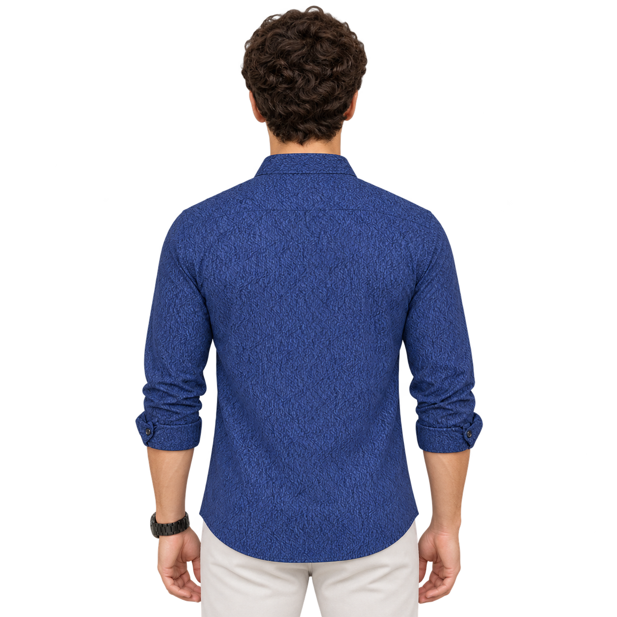 Blue Printed Casual Shirt for Men - Image 3