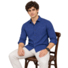 Blue Printed Casual Shirt for Men - Thumbnail Image 4