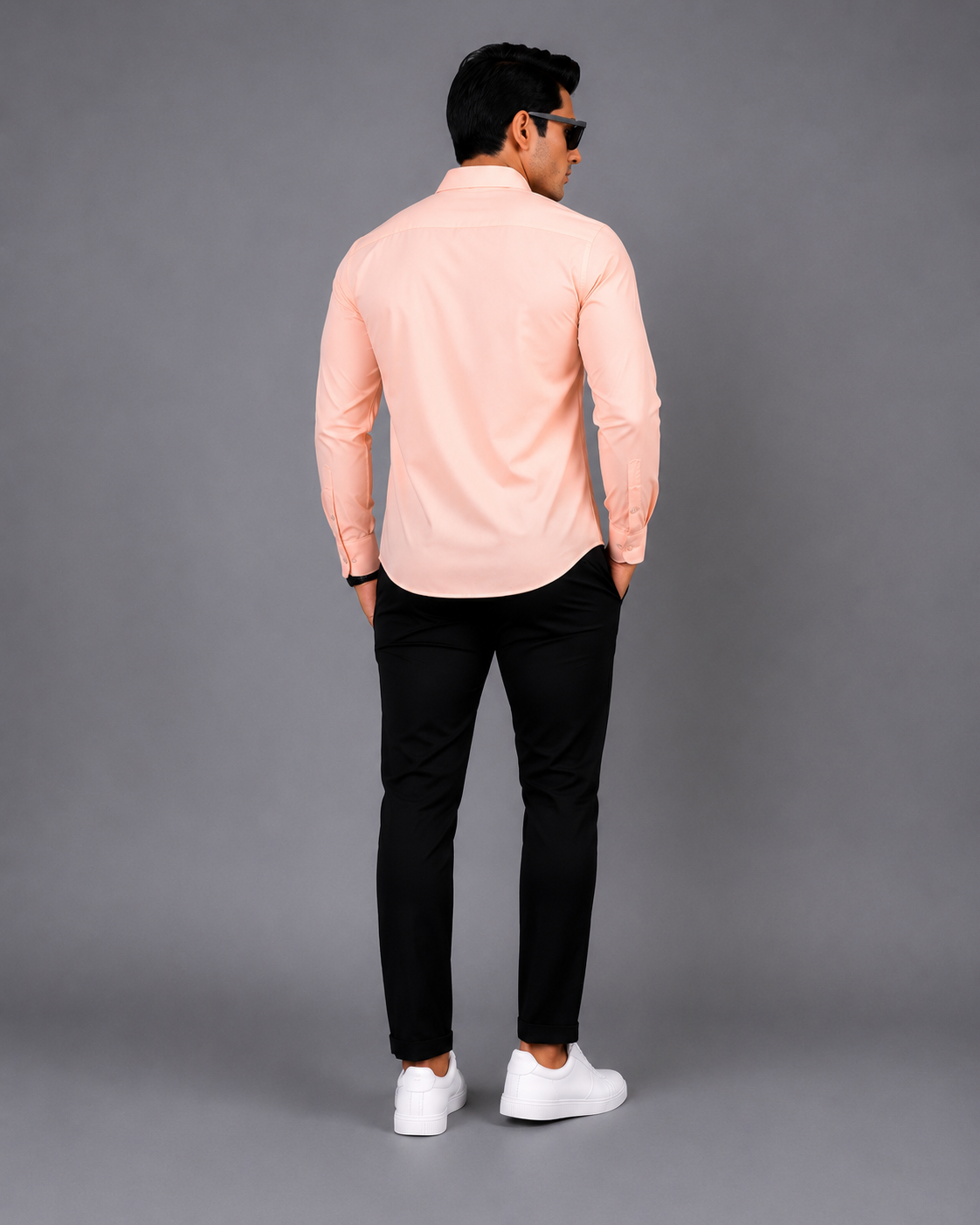 Peach Plain Formal Shirt for Men - Image 3