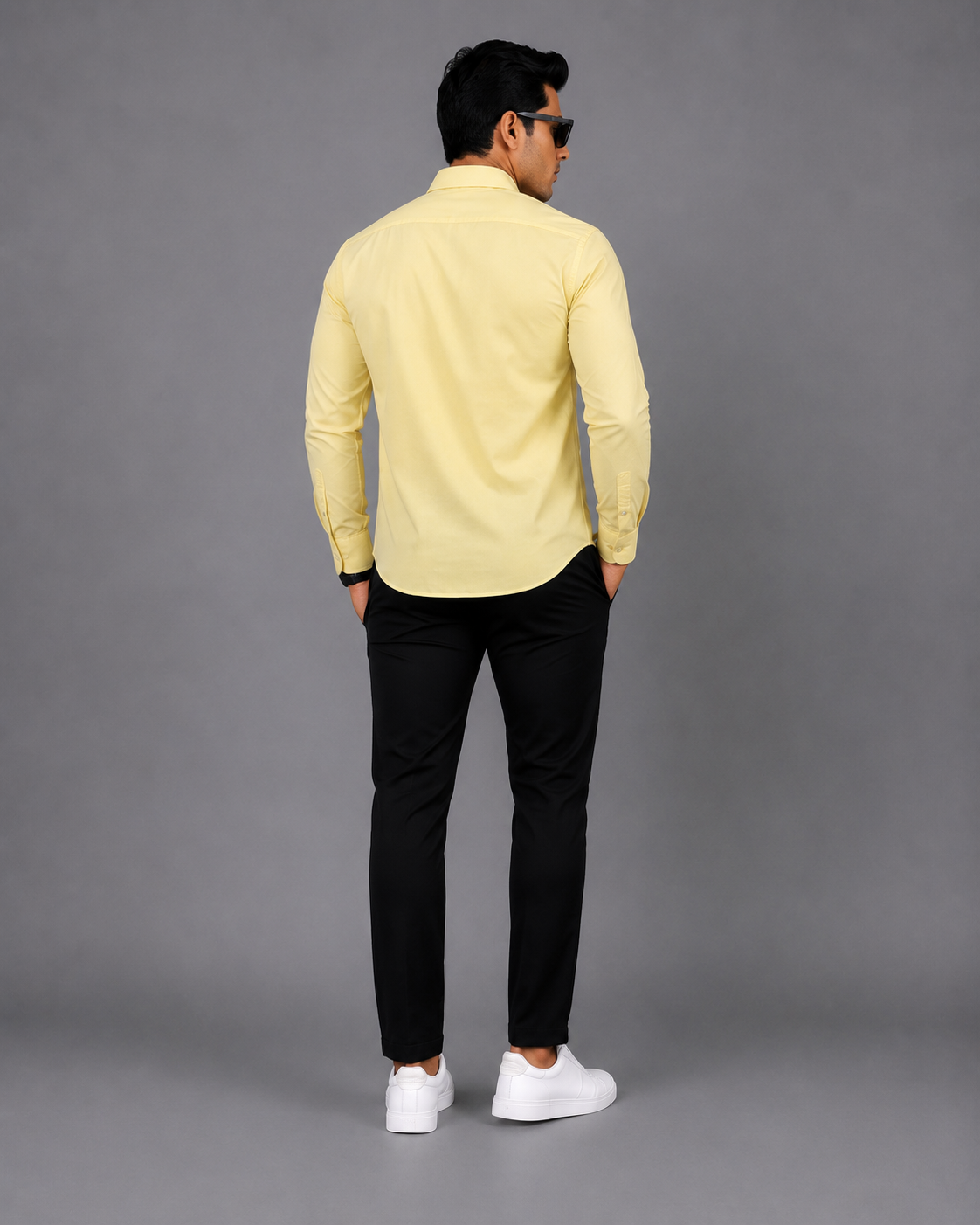 Yellow Plain Formal Shirt for Men - Image 3