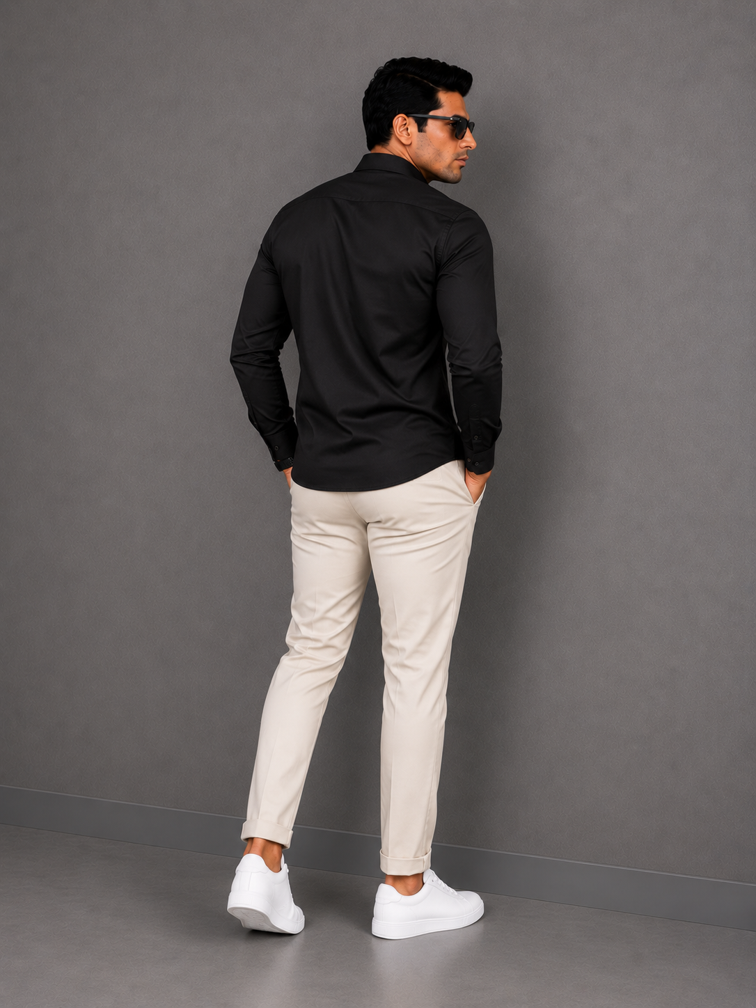 Black Plain Formal Shirt for Men - Image 3