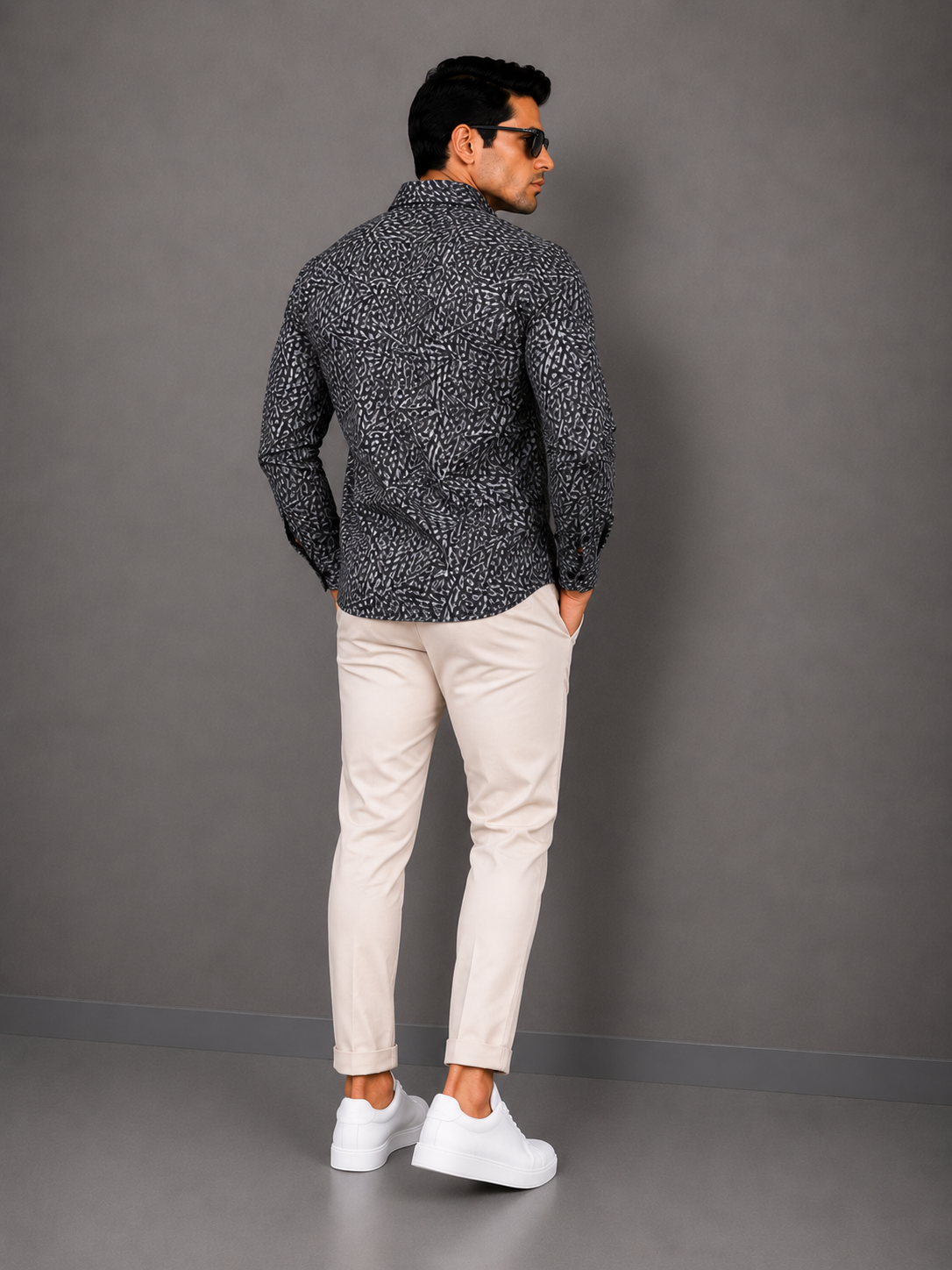 Black Printed Casual Shirt for Men - Image 2