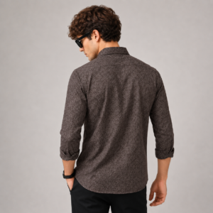 Brown Abstract Printed Casual Shirt for Men - Thumbnail Image 3