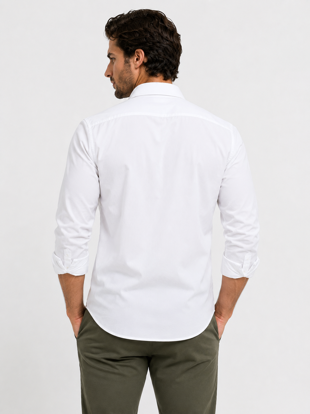 White Plain Formal Shirt for Men - Image 3