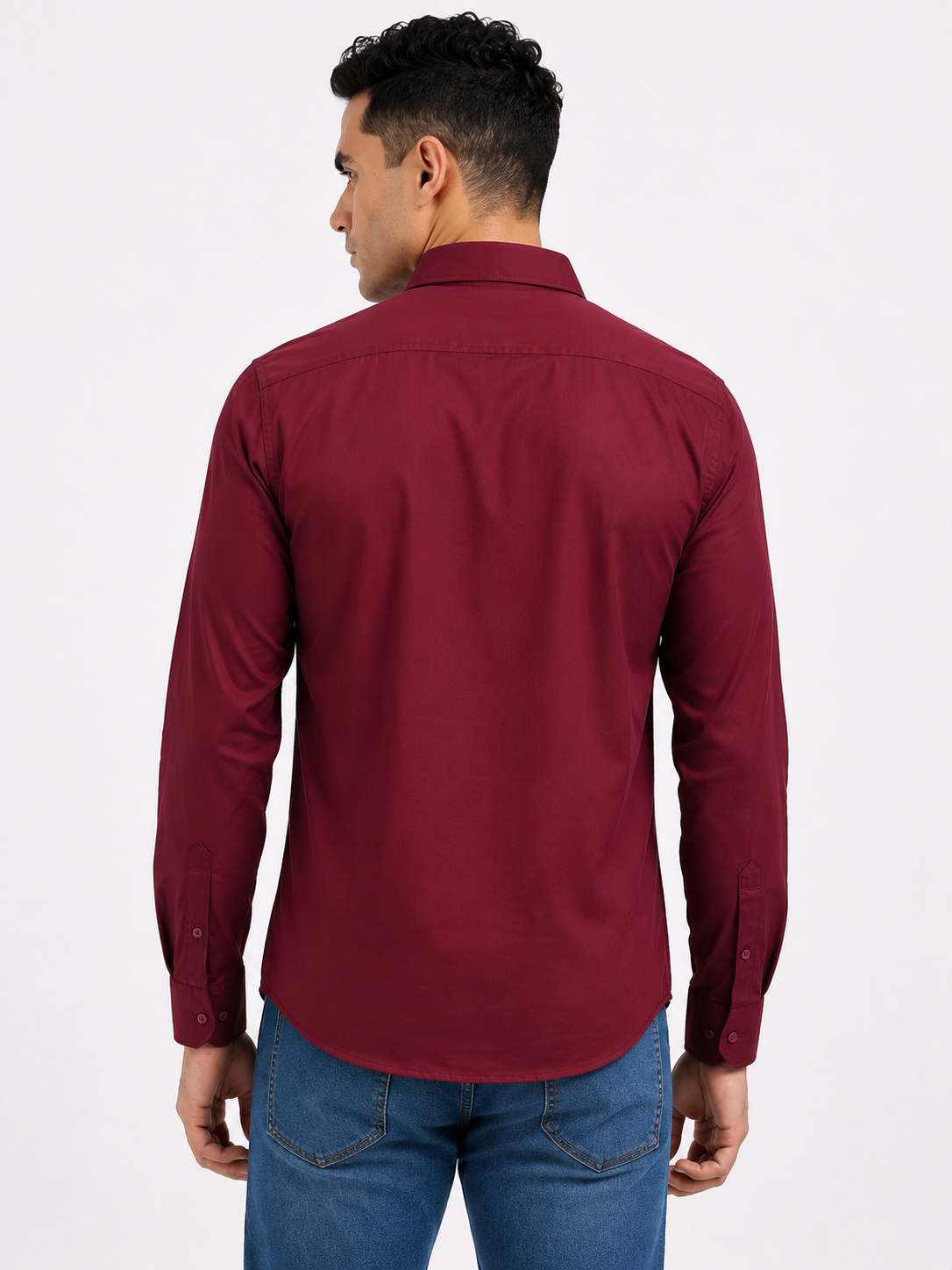 Maroon Plain Formal Shirt for Men - Image 3