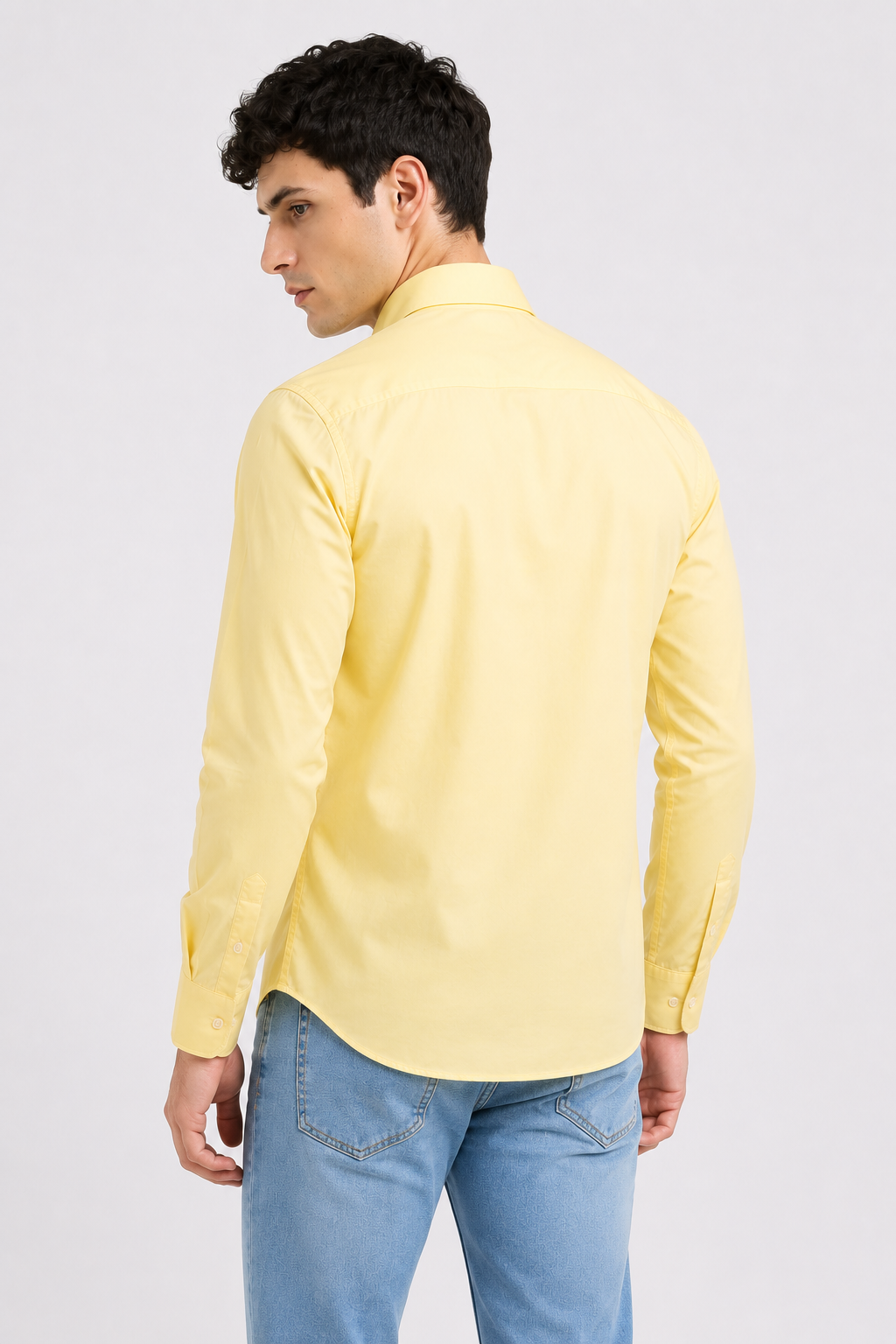 Yellow Plain Formal Shirt for Men - Image 3