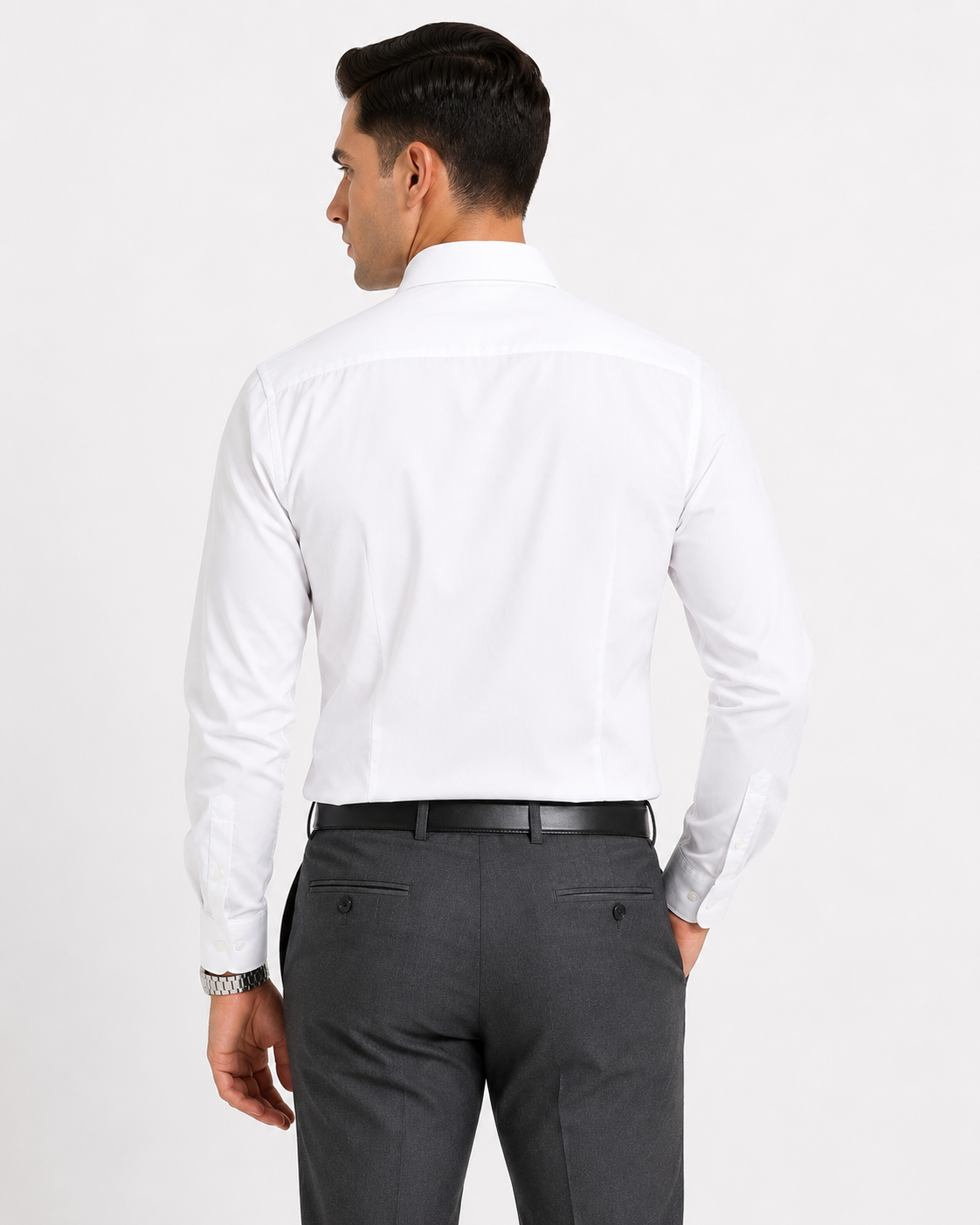 White Plain Formal Shirt for Men - Image 3