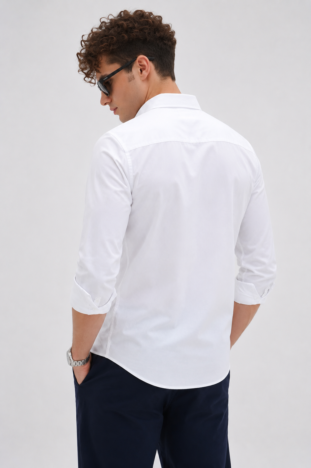 White Plain Formal Shirt for Men - Image 3
