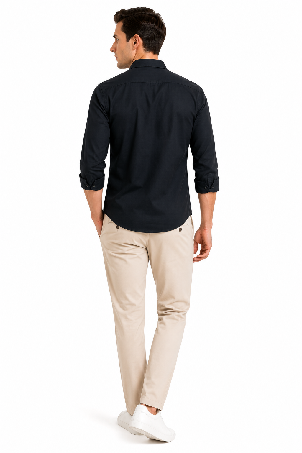 Black Plain Formal Shirt for Men - Image 3