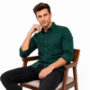 Green Plain Formal Shirt for Men - Thumbnail Image 4